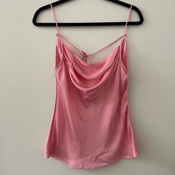 Anthropologie Tops - ANTHROPOLOGIE Bubblegum Pink Satin Camisole Size Small